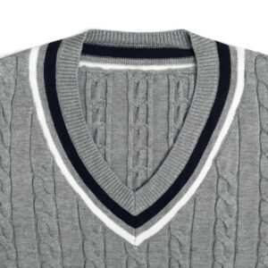 cotton pullover v ncek tennis cable graphic weave