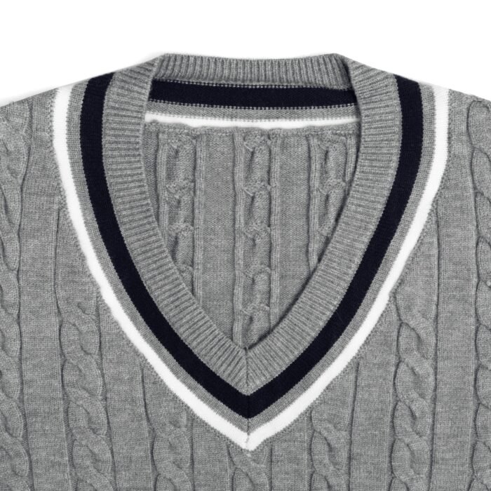 cotton Mens Pullover V Neck Tennis Sweaters – Cable Graphic OEM/ODM