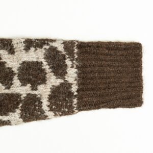 mohair cardigan deep v neck Leopard graphic