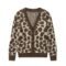 Mohair Mens Deep V Neck Leopard Graphic Cardigan Sweaters Bulk