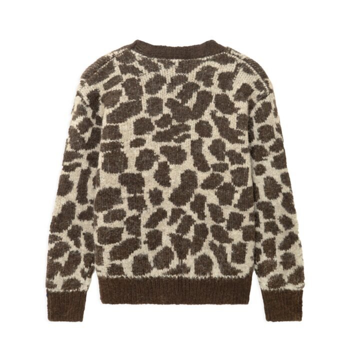 Mohair Mens Deep V Neck Leopard Graphic Cardigan Sweaters Bulk