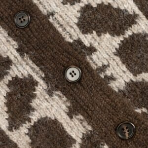 mohair cardigan deep v neck Leopard graphic