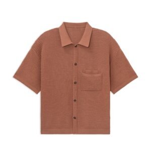 cotton polo T-shirt breasted weave crochet
