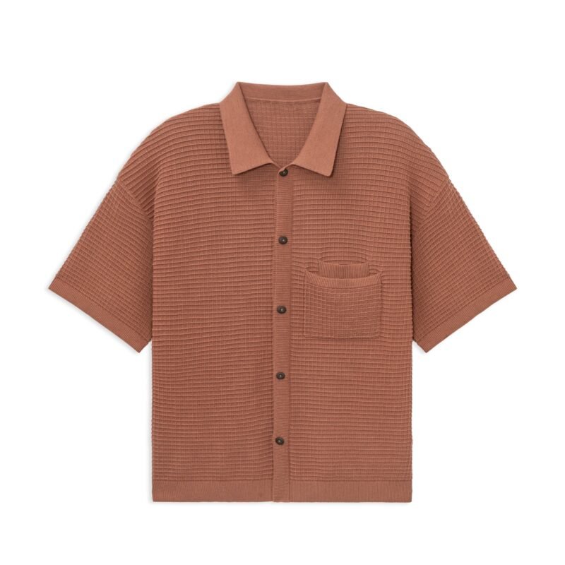 cotton polo T-shirt breasted weave crochet