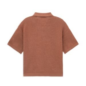 cotton polo T-shirt breasted weave crochet