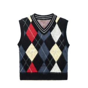mens Sweaters OEM / ODM mohair v neck men sweaters men's vest Breathable sweaters waffle print graphic