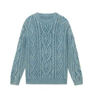 mens Sweaters wholesale acid wash cable Sweater jacquard cable 100 cotton Ainear-clothing