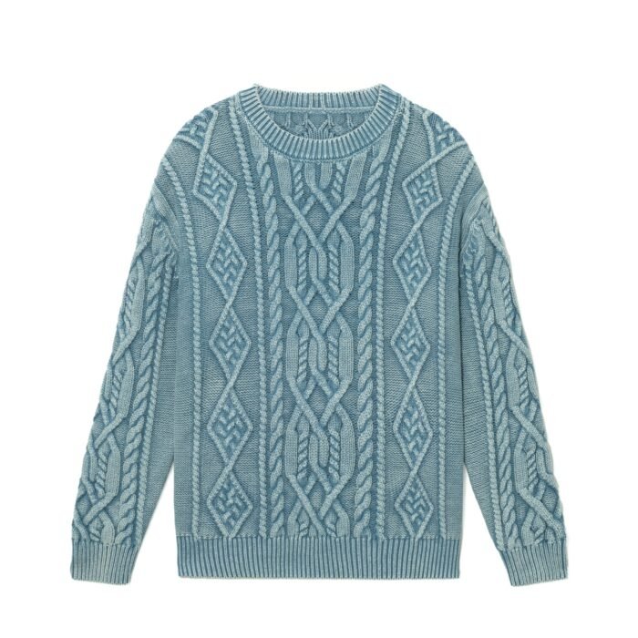 mens Sweaters wholesale acid wash cable Sweater jacquard cable 100 cotton Ainear-clothing