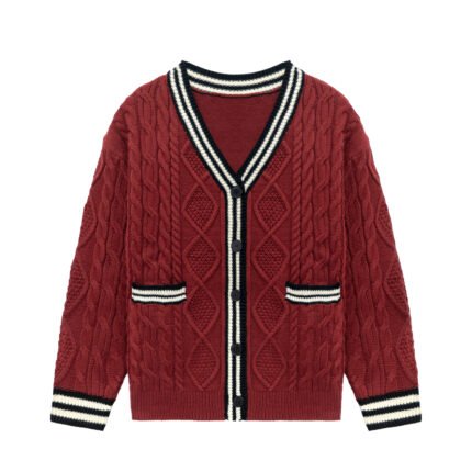 cable weave striped cardigan college varsity preppy Fraternities cardigan sweater mens Sweaters factory Ainear-clothing