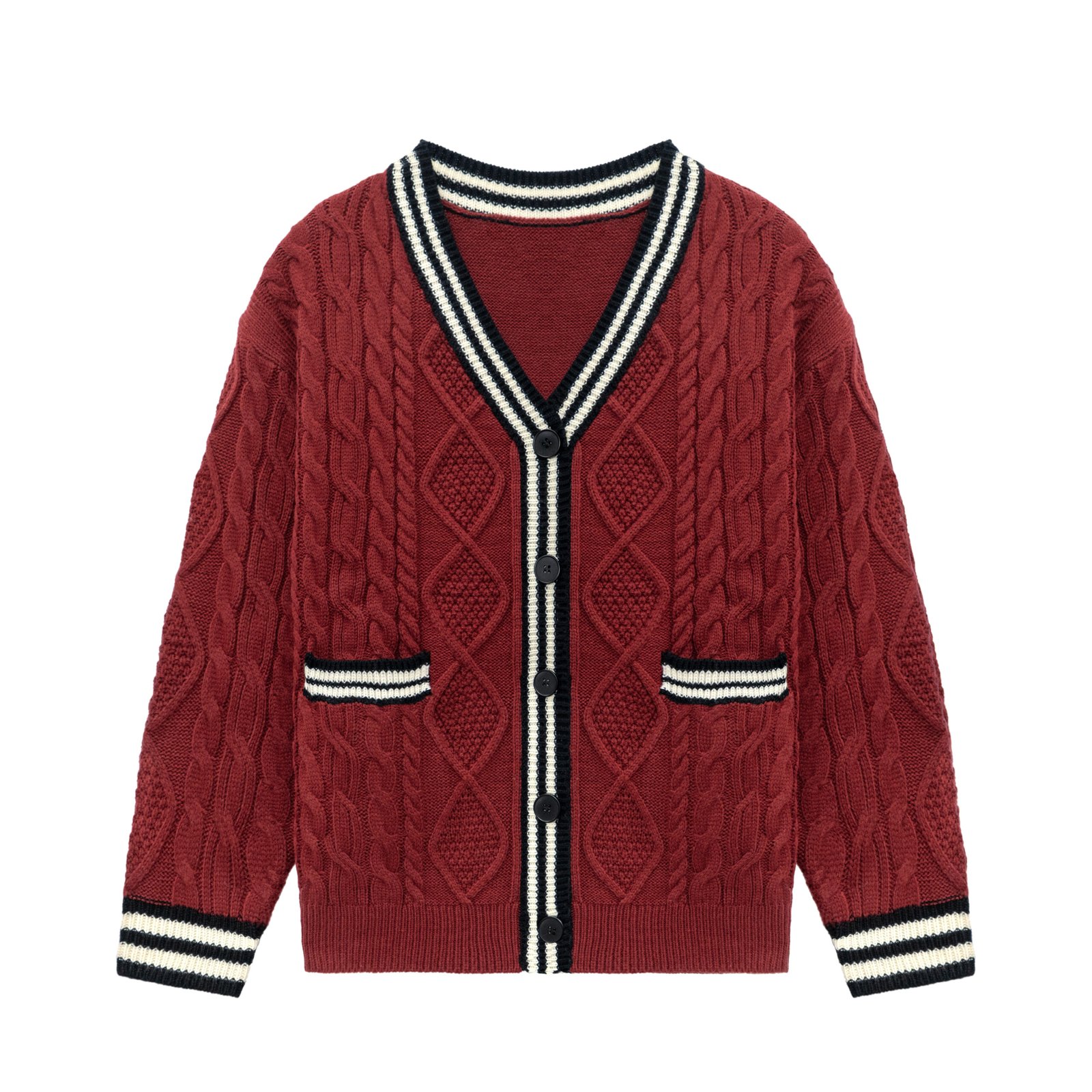 cable weave striped cardigan college varsity preppy Fraternities cardigan sweater mens Sweaters factory Ainear-clothing