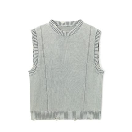 Summer sleeveless sweaters ripped crochet distressed mens Sweaters factory Ainear-clothing
