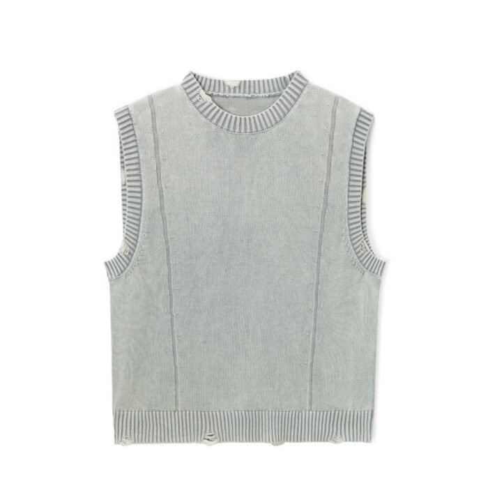 Summer sleeveless sweaters ripped crochet distressed mens Sweaters factory Ainear-clothing
