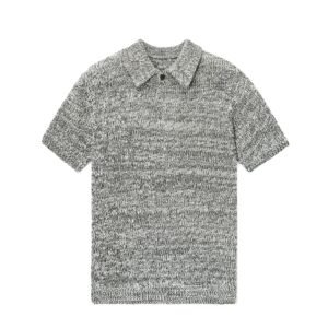 cotton polo T-shirt weave 1 button crochet