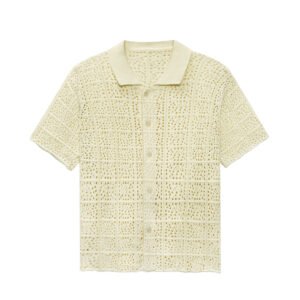 cotton polo T-shirt cardigan weave Hollow sweater