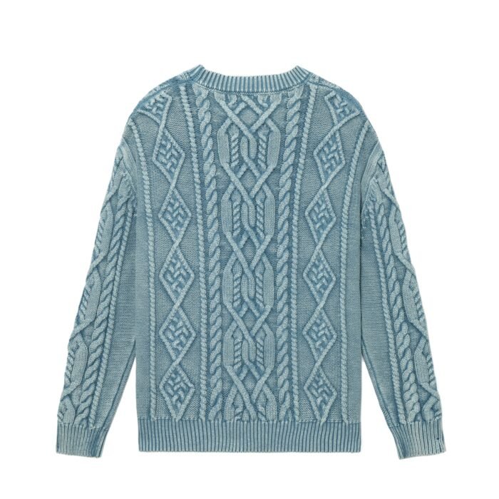 mens Sweaters wholesale acid wash cable Sweater jacquard cable 100 cotton Ainear-clothing
