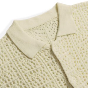 cotton polo T-shirt cardigan weave Hollow sweater