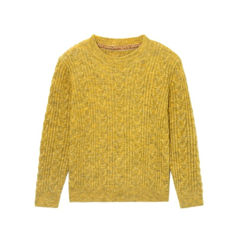 mohair pullover cable crew neck retro taste