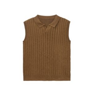 Viscose Vest Brown Rib Knit