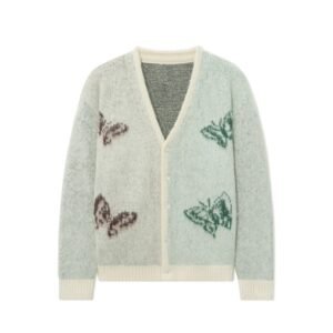 Mohair Cardigan Wholesale Butterfly Jacquard