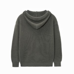 Cotton Hoodie with Half-Zip Chunky Textured Knit