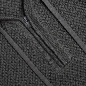 Cotton Hoodie with Half-Zip Chunky Textured Knit