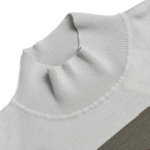 Merino Wool Pullover Mock Neck Block Stripe Knit
