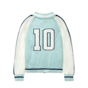 Varsity-Inspired Cotton Knit Bomber Jacket with Full Zip
