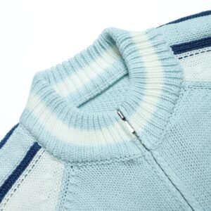 Varsity-Inspired Cotton Knit Bomber Jacket with Full Zip