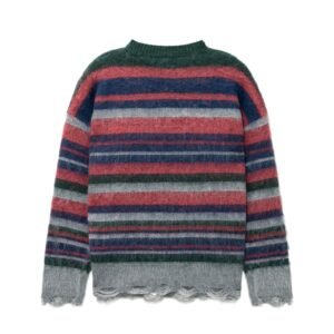 Distressed Mohair Striped Pullover