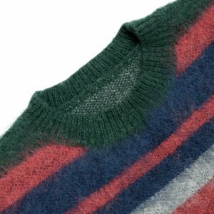 Distressed Mohair Striped Pullover
