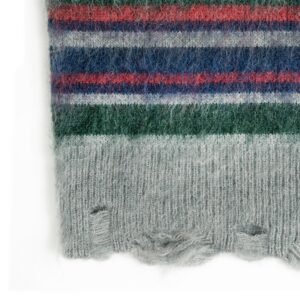 Distressed Mohair Striped Pullover