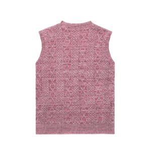 Cotton Jacquard Button-Up Knit Vest