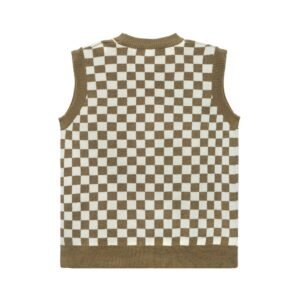 Retro Checkered Knit Vest