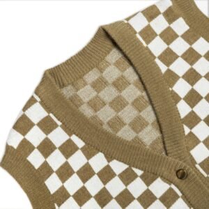 Retro Checkered Knit Vest