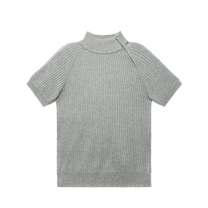 Short Sleeve Mock Neck Pullover