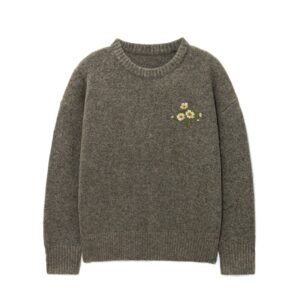 Casual Men's Pullover Sweater with Embroidered Daisies