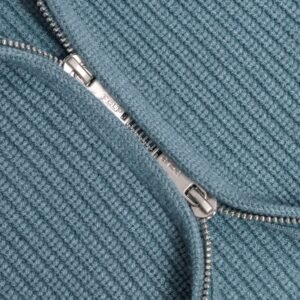 Men's Mock Neck Full-Zip Ribbed Sweater in Blue