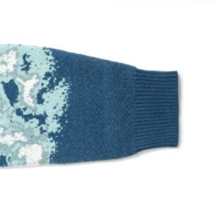 Abstract Pattern V-Neck Cardigan with Wave Design