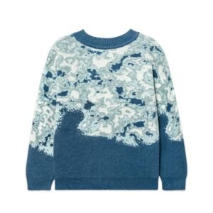 Abstract Pattern V-Neck Cardigan with Wave Design