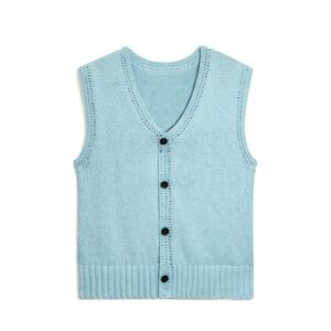 Men's V-Neck Sweater Vest with Button Down Front