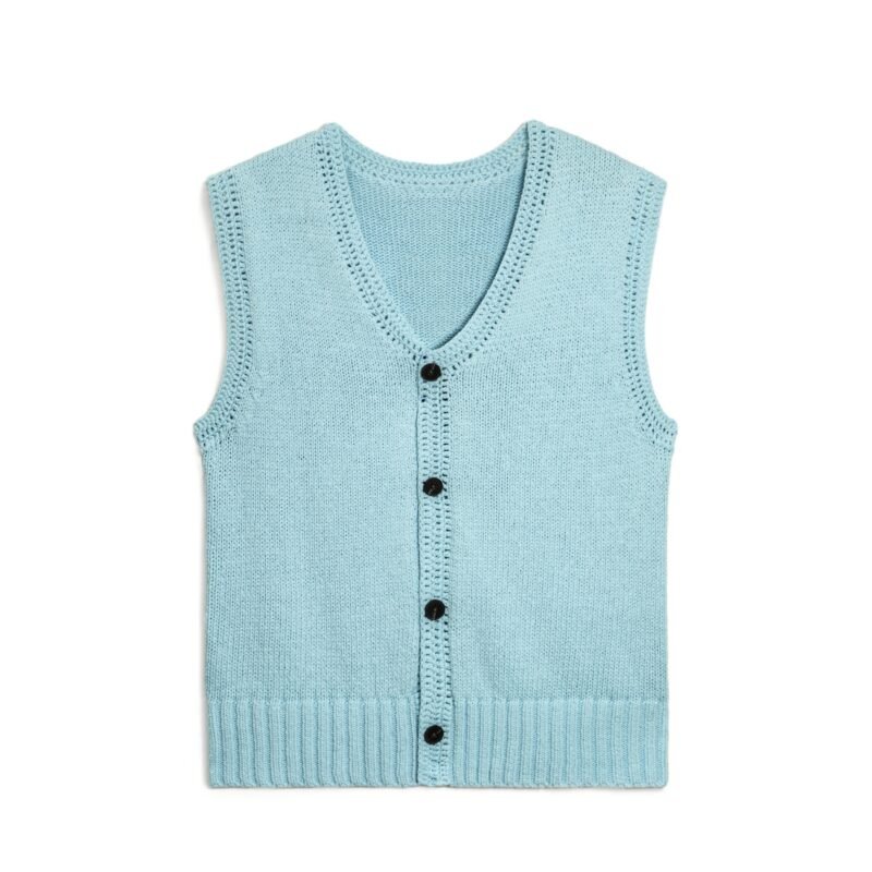 Men's V-Neck Sweater Vest with Button Down Front