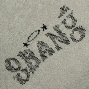 Fuzzy Pullover Hoodie with Woven Lettering for Men