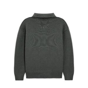 Men's Charcoal Gray Full-Zip Sweater with Patch Pockets