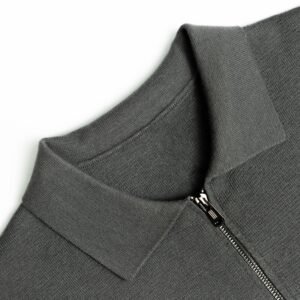 Men's Charcoal Gray Full-Zip Sweater with Patch Pockets