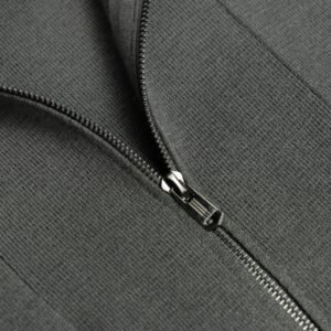 Men's Charcoal Gray Full-Zip Sweater with Patch Pockets