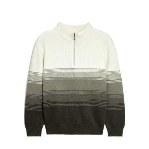 Men's Half-Zip Sweater with Striped Gradient Pattern