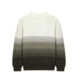 Men's Half-Zip Sweater with Striped Gradient Pattern