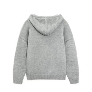 Gray Pullover Hoodie with Smiley Face Patch for Men