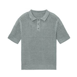 Men's Open-Knit Polo Shirt with Short Sleeves