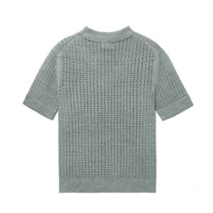 Men's Open-Knit Polo Shirt with Short Sleeves